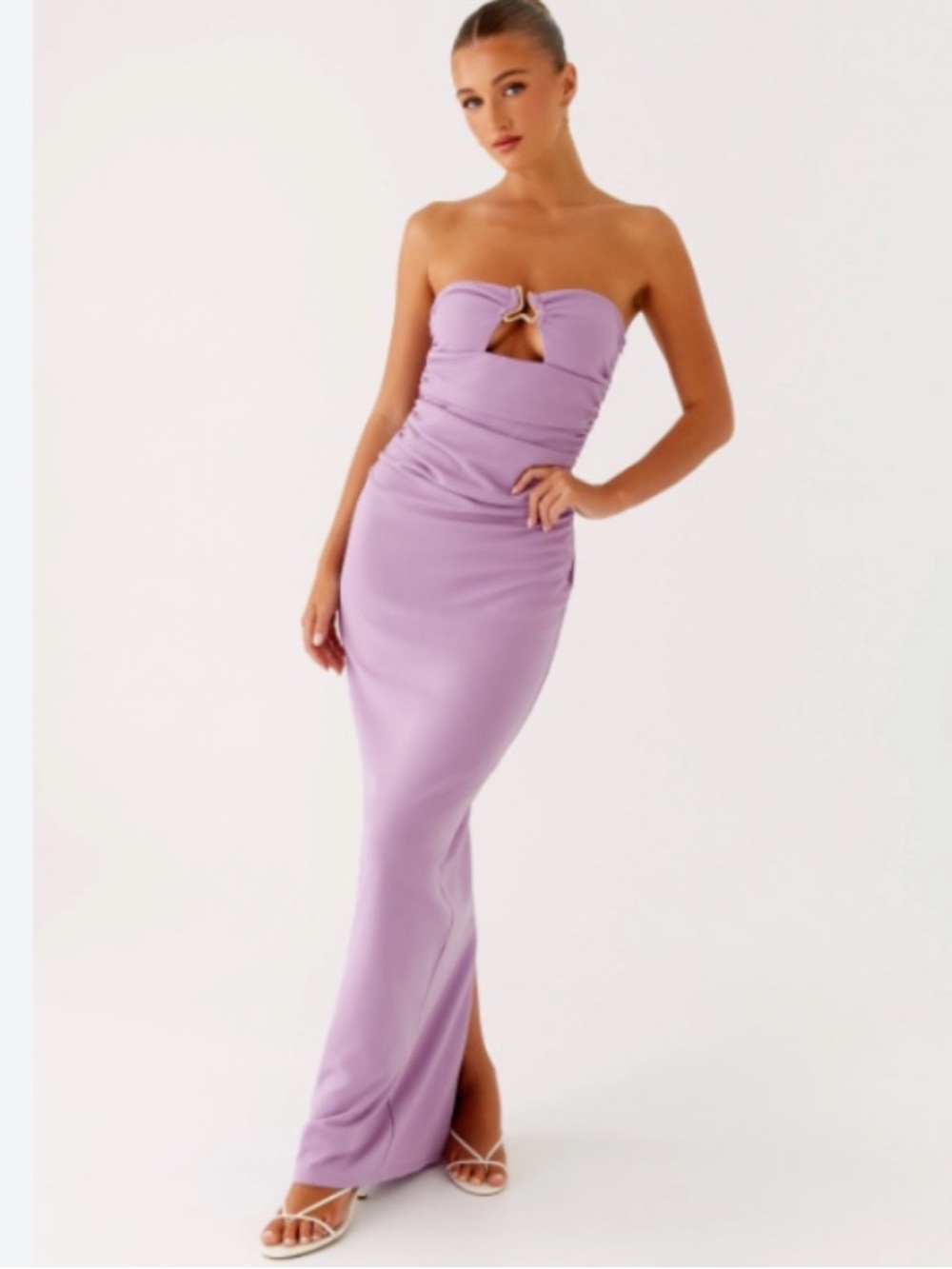 Peppermayo Lilac Strapless Cutout Maxi Dress